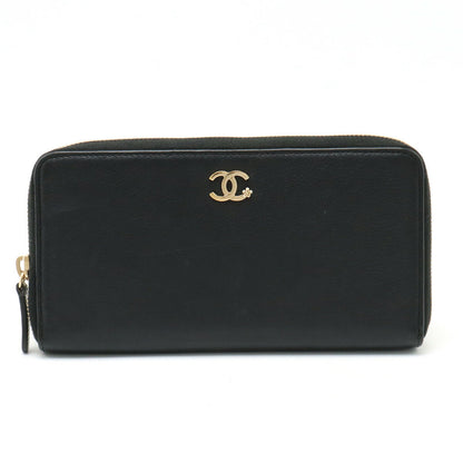Chanel Lucky Flower Coco Mark Long Wallet Leather Black A81657