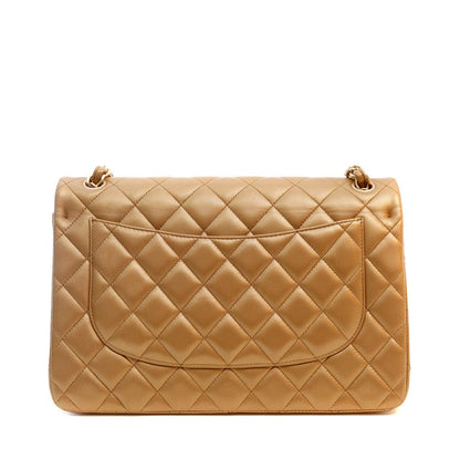 Chanel Metallic Bronze Lambskin Jumbo Classic Flap Bag