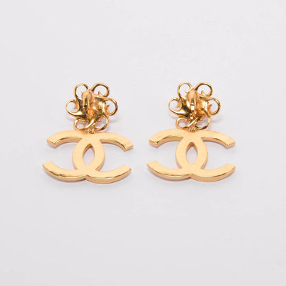 Chanel Gold & White Enamel Striped CC XL Earrings