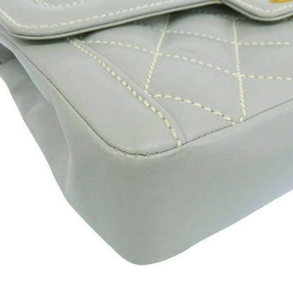 CHANEL Around 2005 Made Wild Stitch Turn-Lock Top Handle Bag Ice Blue