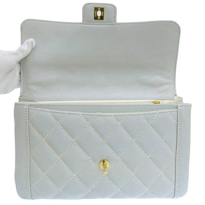 CHANEL Around 2005 Made Wild Stitch Turn-Lock Top Handle Bag Ice Blue