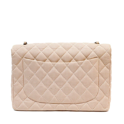 Chanel Gingham Cloth Maxi Classic w/ Silver Hardware