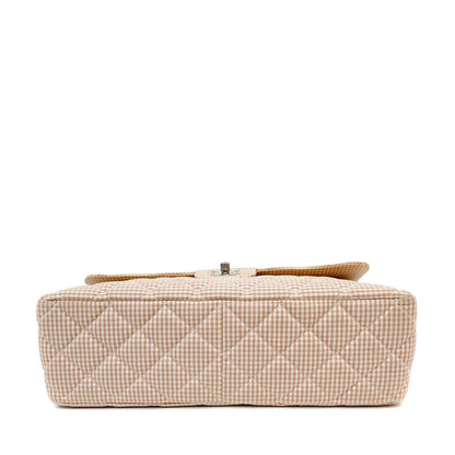 Chanel Gingham Cloth Maxi Classic w/ Silver Hardware
