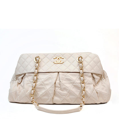 Chanel Beige Quilted Lambskin Day Tote w/ Gold Hardware