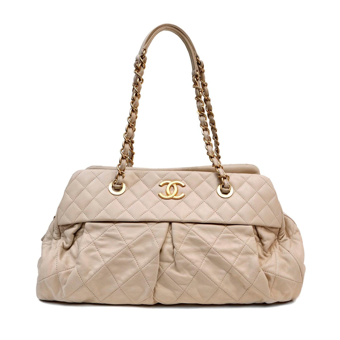 Chanel Beige Quilted Lambskin Day Tote w/ Gold Hardware