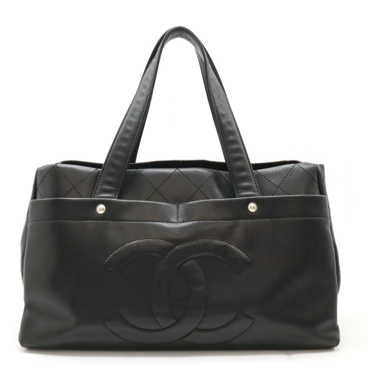 Chanel Caviar Skin Matelasse Coco Mark Tote Bag Black