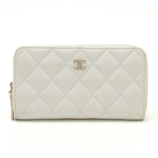 Chanel Caviar Skin Matelasse Coco Mark Small Zip Wallet AP0226
