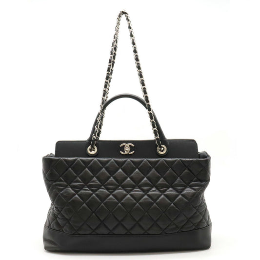 Chanel Leather Matelassé Portobello 2way Bag Black