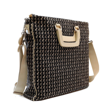 Chanel Black & Beige Canvas Tote w/ Clover Charm