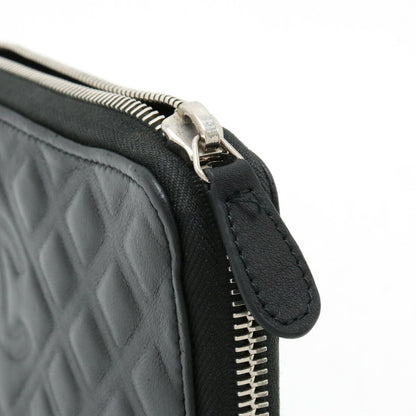 Chanel Diamond Stitch Coco Mark Long Zip Wallet Leather Black