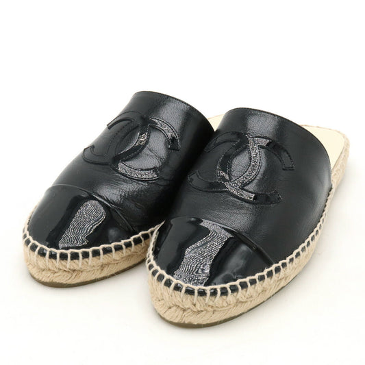Chanel Coco Mark Leather Espadrille Sandals