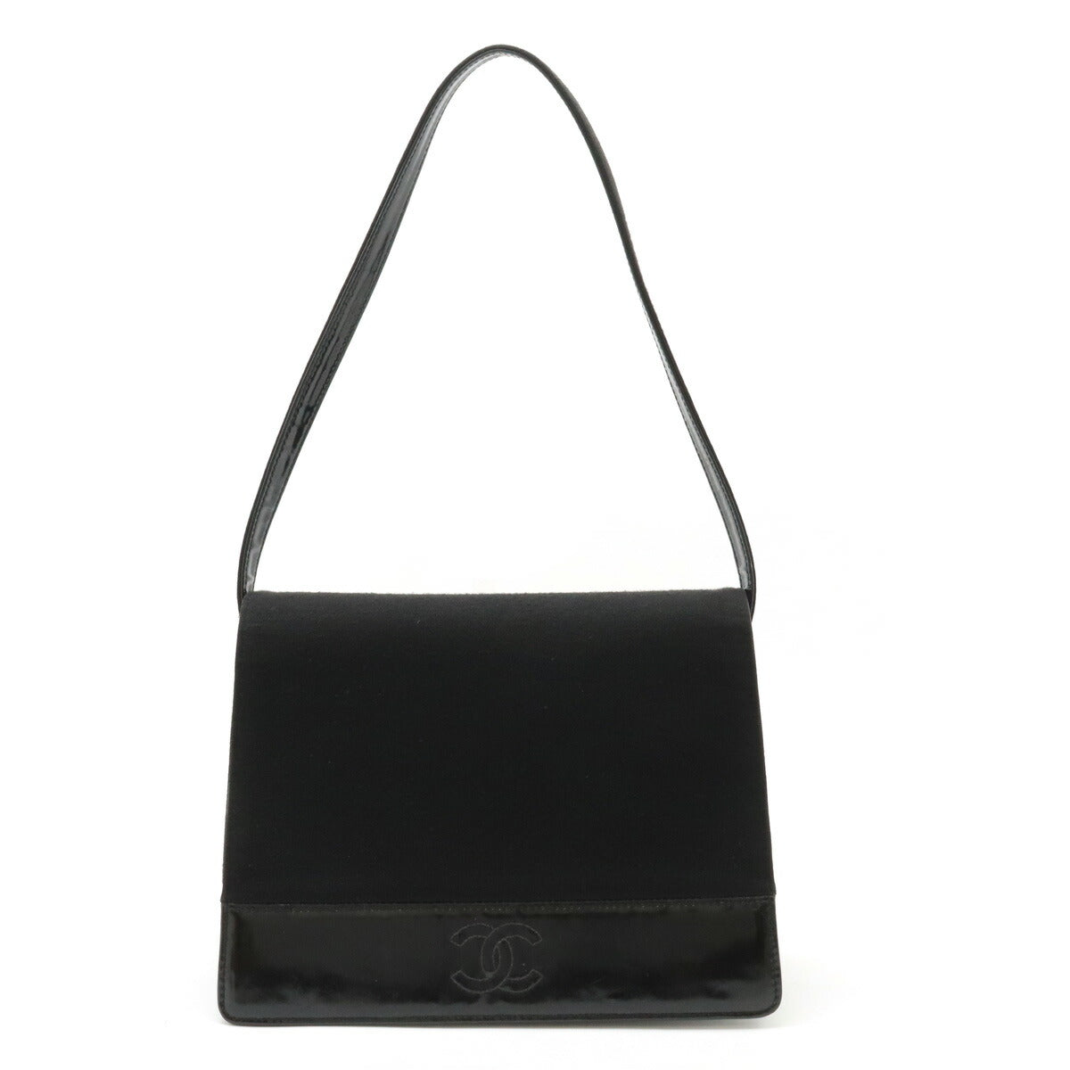 Chanel Cotton Jersey Patent Leather Coco Mark Shoulder Bag