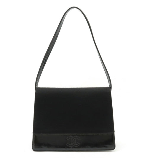 Chanel Cotton Jersey Patent Leather Coco Mark Shoulder Bag