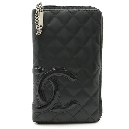 Chanel Cambon Line Coco Mark Leather Enamel Long Wallet A48660