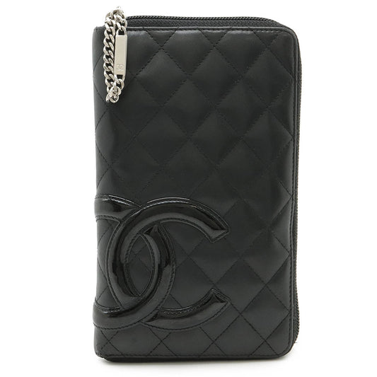 Chanel Cambon Line Coco Mark Leather Enamel Long Wallet A48660