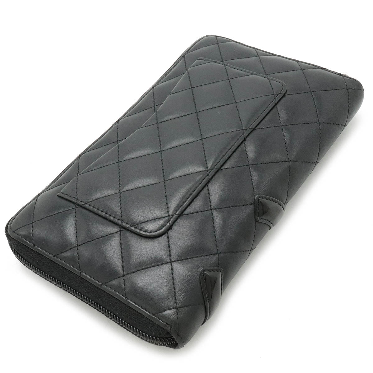 Chanel Cambon Line Coco Mark Leather Enamel Long Wallet A48660