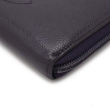 Chanel Caviar Skin Coco Mark Zip Long Wallet A50071