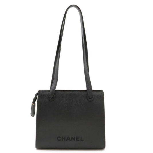Chanel Caviar Skin Logo 2way Bag Black Gold Hardware