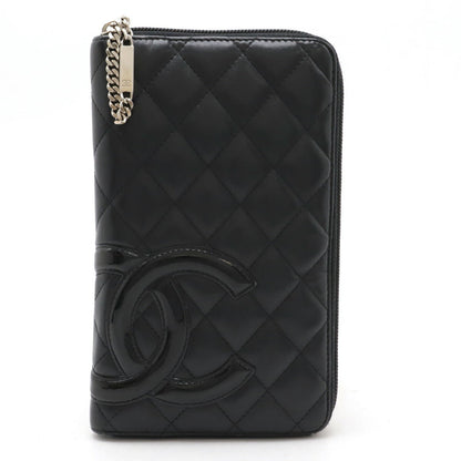 Chanel Cambon Line Coco Mark Leather Enamel Long Wallet A48660