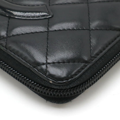 Chanel Cambon Line Coco Mark Leather Enamel Long Wallet A48660
