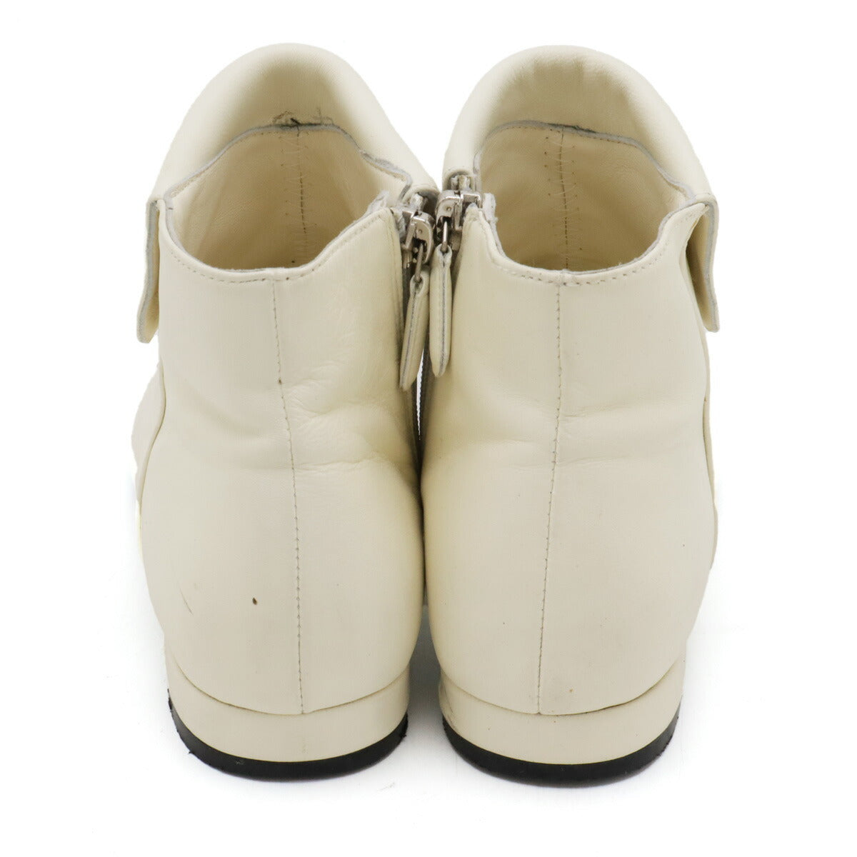 Chanel Leather Fabric Logo Short Boots