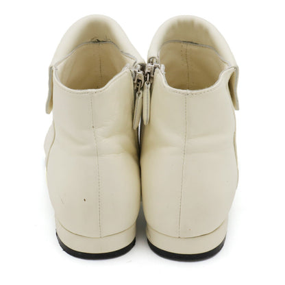 Chanel Leather Fabric Logo Short Boots