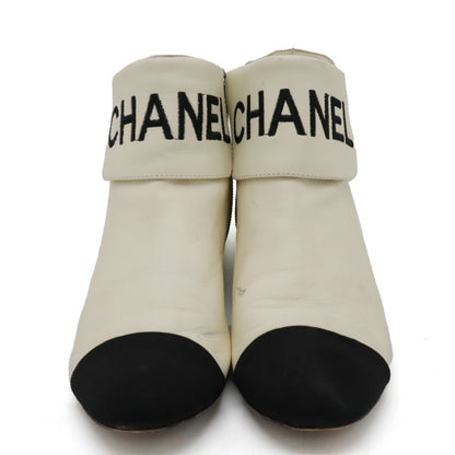 Chanel Leather Fabric Logo Short Boots