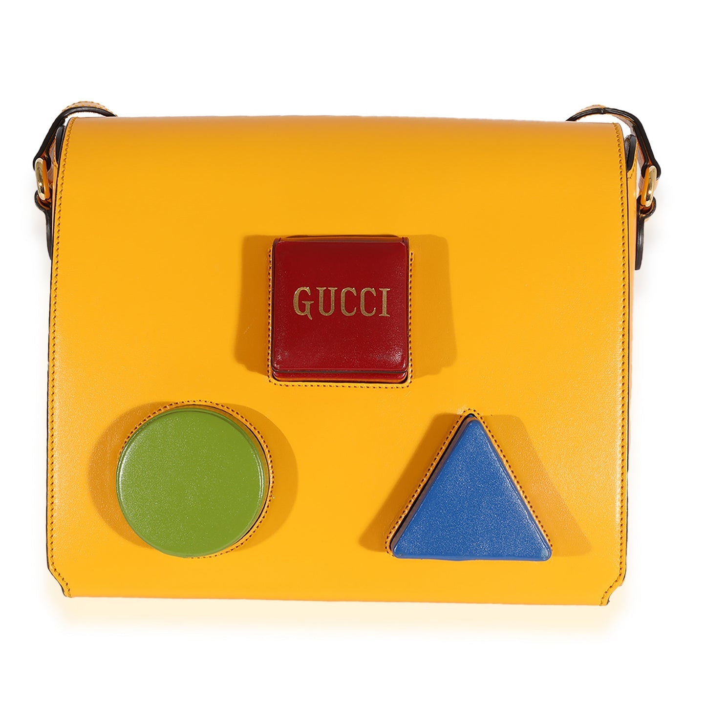 Gucci Yellow & Multicolor Leather Board Messenger Bag