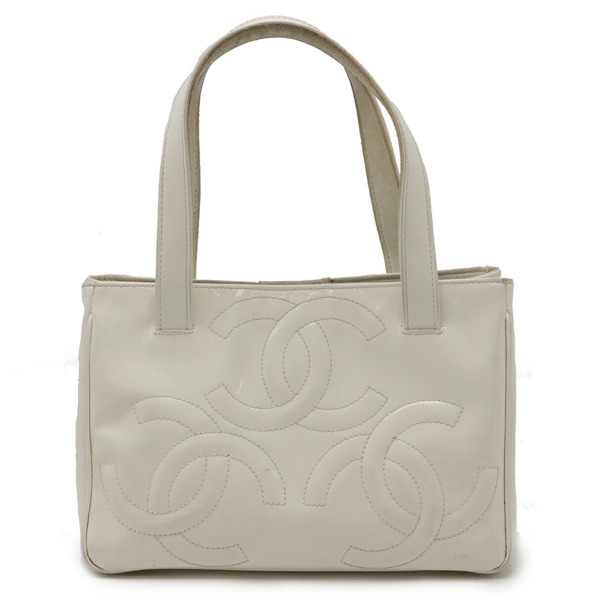 Chanel Enamel Coco Mark Triple Coco Handbag Mini Bag White Gold Hardware