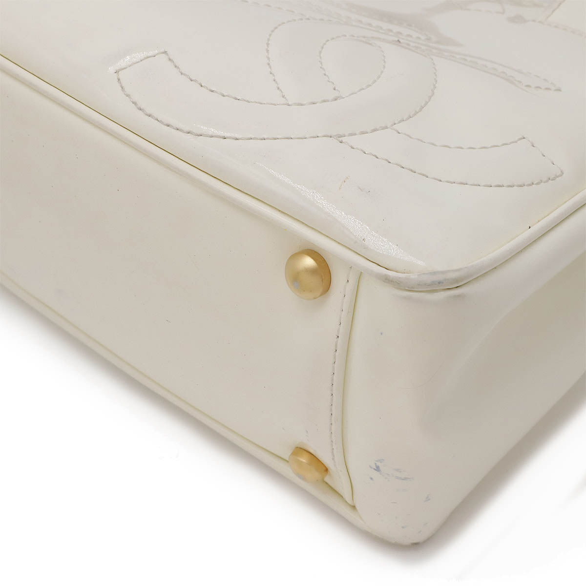 Chanel Enamel Coco Mark Triple Coco Handbag Mini Bag White Gold Hardware