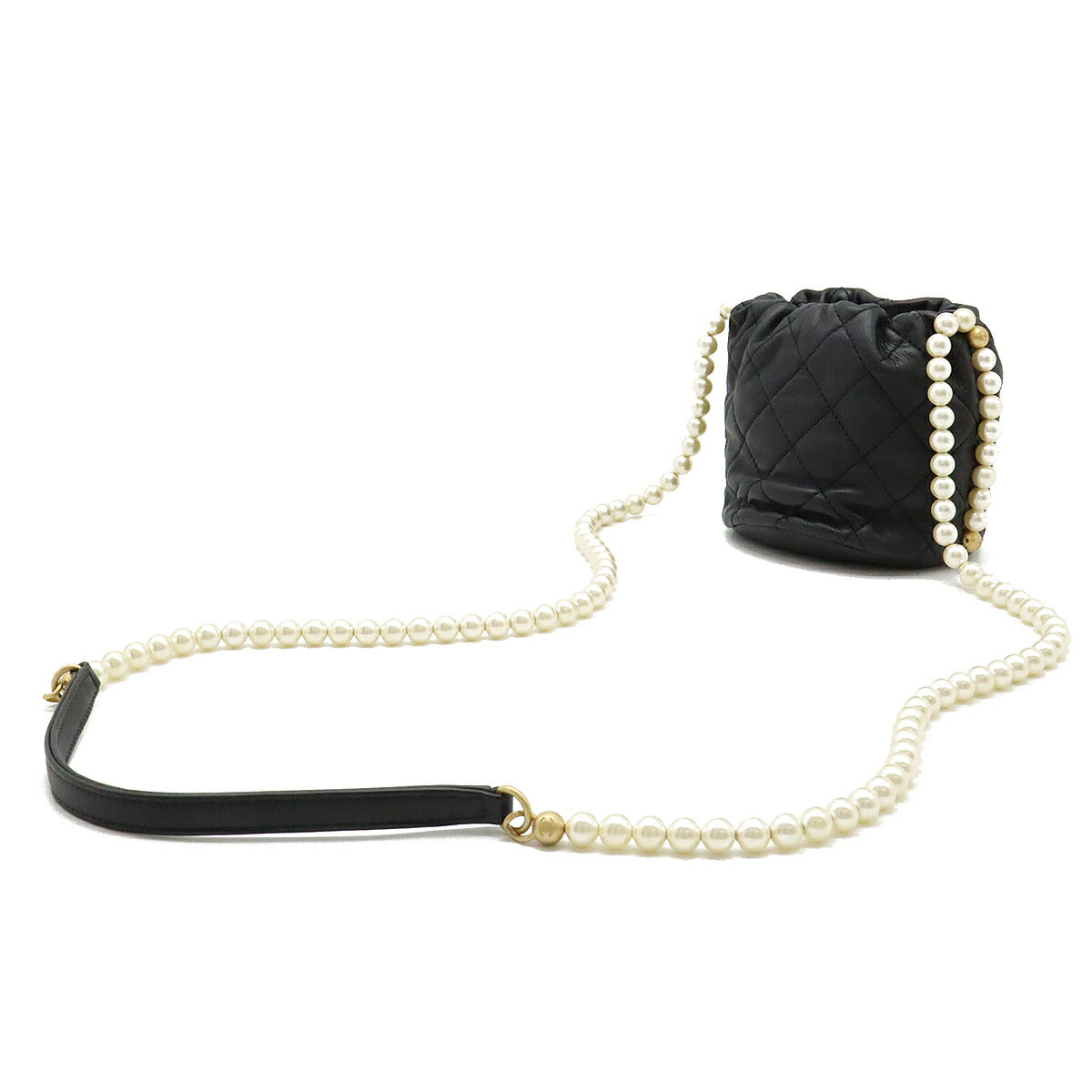 Chanel Matelassé Coco Mark Pearl Chain Leather Shoulder Bag