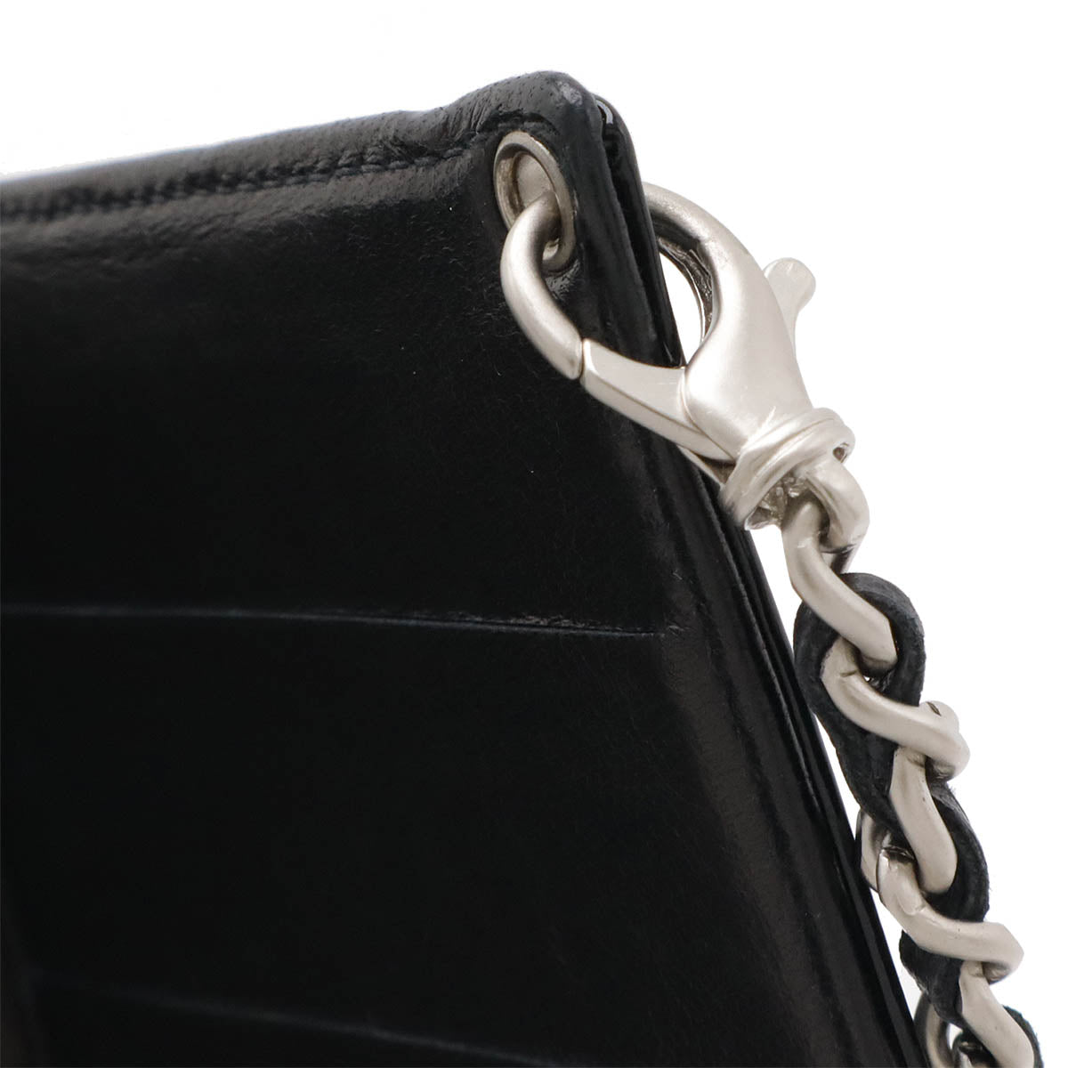 Chanel Patent Leather Coco Mark Passport Case Card Case Black Chain