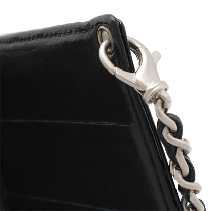Chanel Patent Leather Coco Mark Passport Case Card Case Black Chain