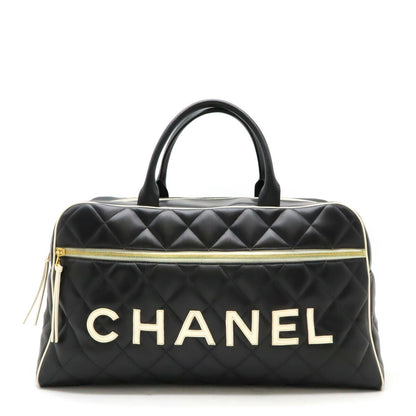 Chanel Leather Matelasse Bowling Bag Travel Bag