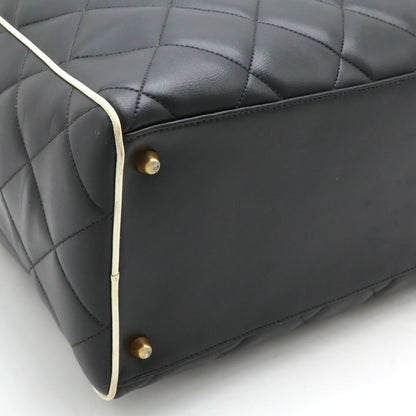 Chanel Leather Matelasse Bowling Bag Travel Bag