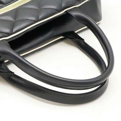 Chanel Leather Matelasse Bowling Bag Travel Bag