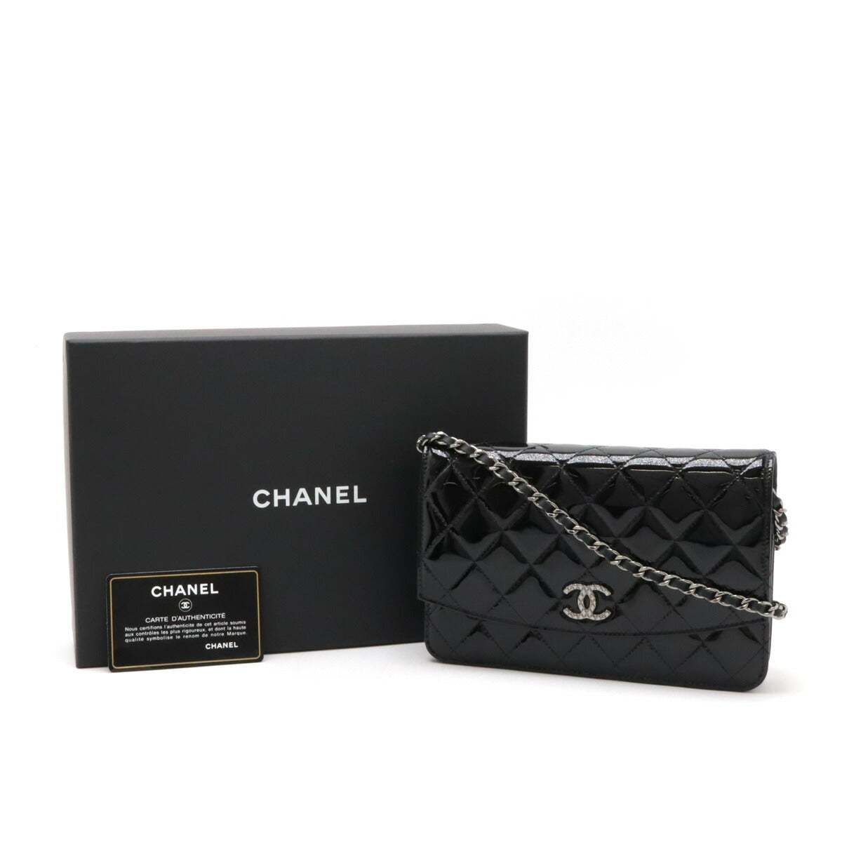Chanel Brilliant Matelassé Patent Leather Chain Wallet