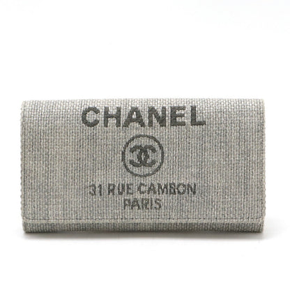 Chanel Deauville Line Canvas Leather Long Wallet A80053