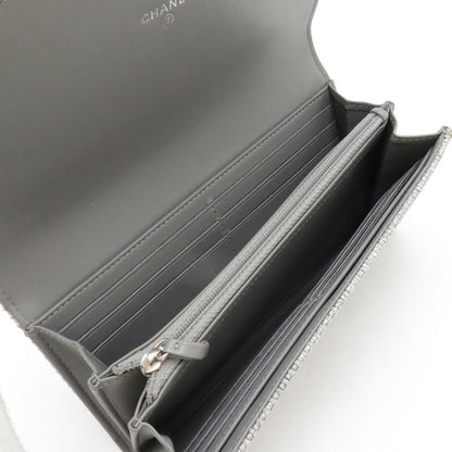 Chanel Deauville Line Canvas Leather Long Wallet A80053