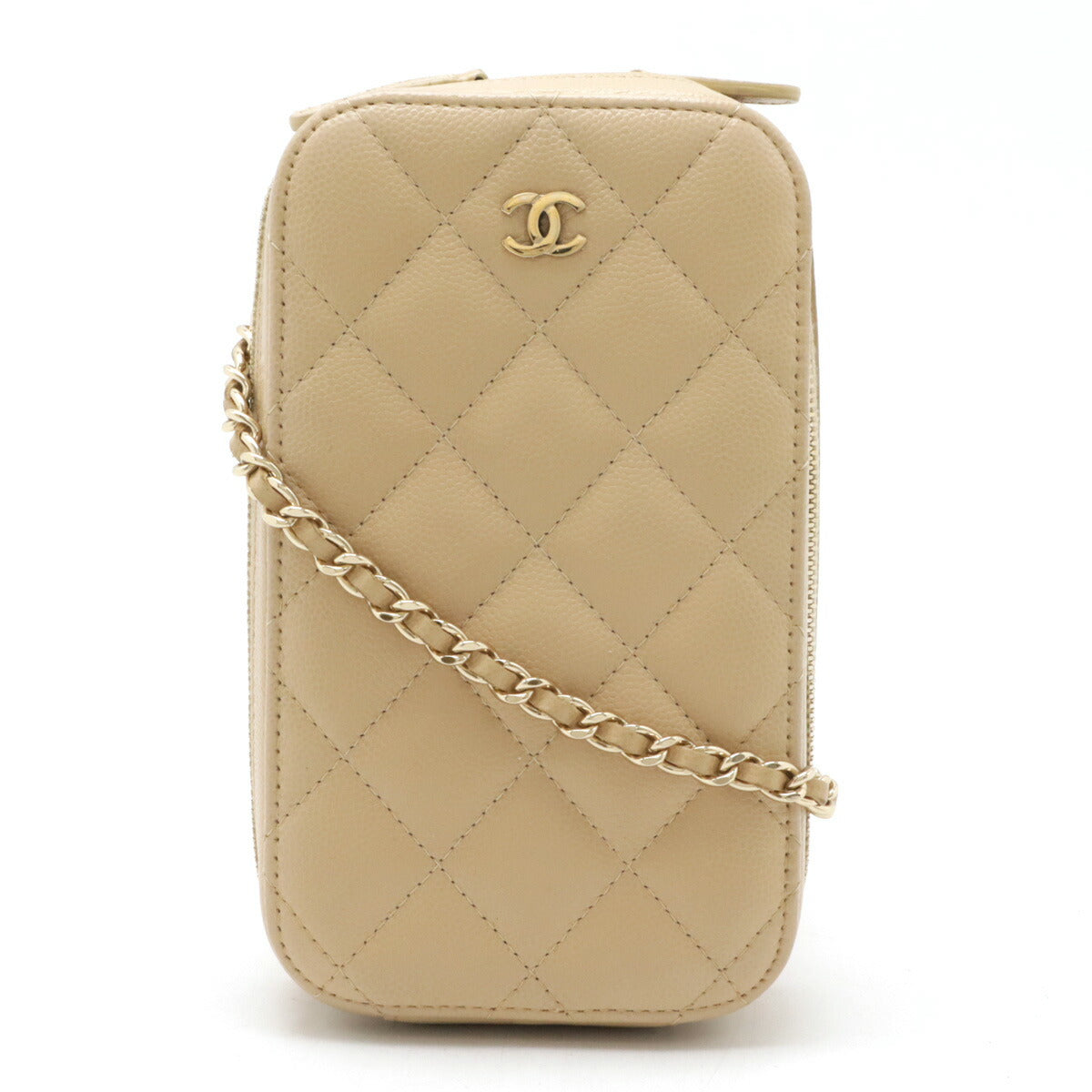 Chanel Caviar Skin Matelasse Coco Mark Phone Shoulder Bag A70655