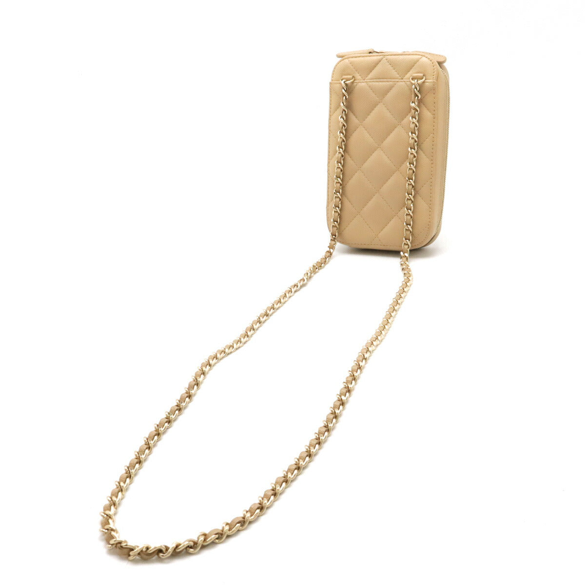 Chanel Caviar Skin Matelasse Coco Mark Phone Shoulder Bag A70655
