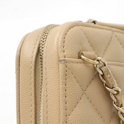 Chanel Caviar Skin Matelasse Coco Mark Phone Shoulder Bag A70655