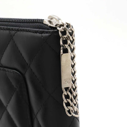 Chanel Cambon Line Coco Mark Long Zip Wallet Organizer Leather Enamel A48660