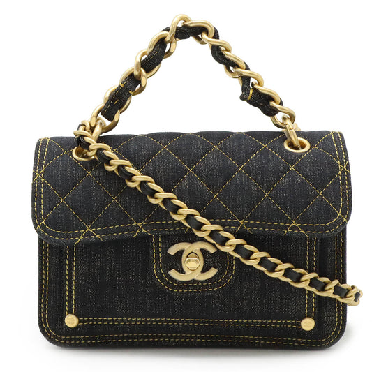 Chanel Denim Matelasse Coco Mark 2way Shoulder Bag AS4051