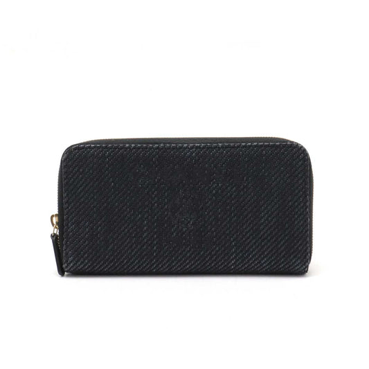 Chanel Deauville Line Straw Canvas Leather Long Wallet A80056