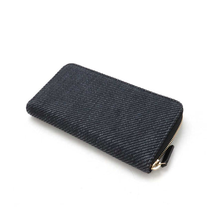 Chanel Deauville Line Straw Canvas Leather Long Wallet A80056