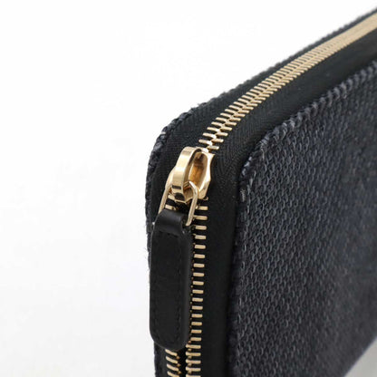 Chanel Deauville Line Straw Canvas Leather Long Wallet A80056
