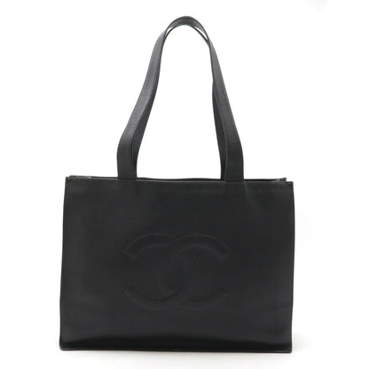 Chanel Caviar Skin Coco Mark 2way Tote Bag Black Gold Hardware
