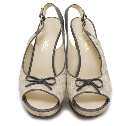 Chanel Backstrap Sandal Canvas Leather Pumps