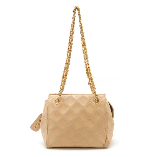 Chanel Leather Coco Mark Matelasse 2way Chain Bag Beige Gold Hardware